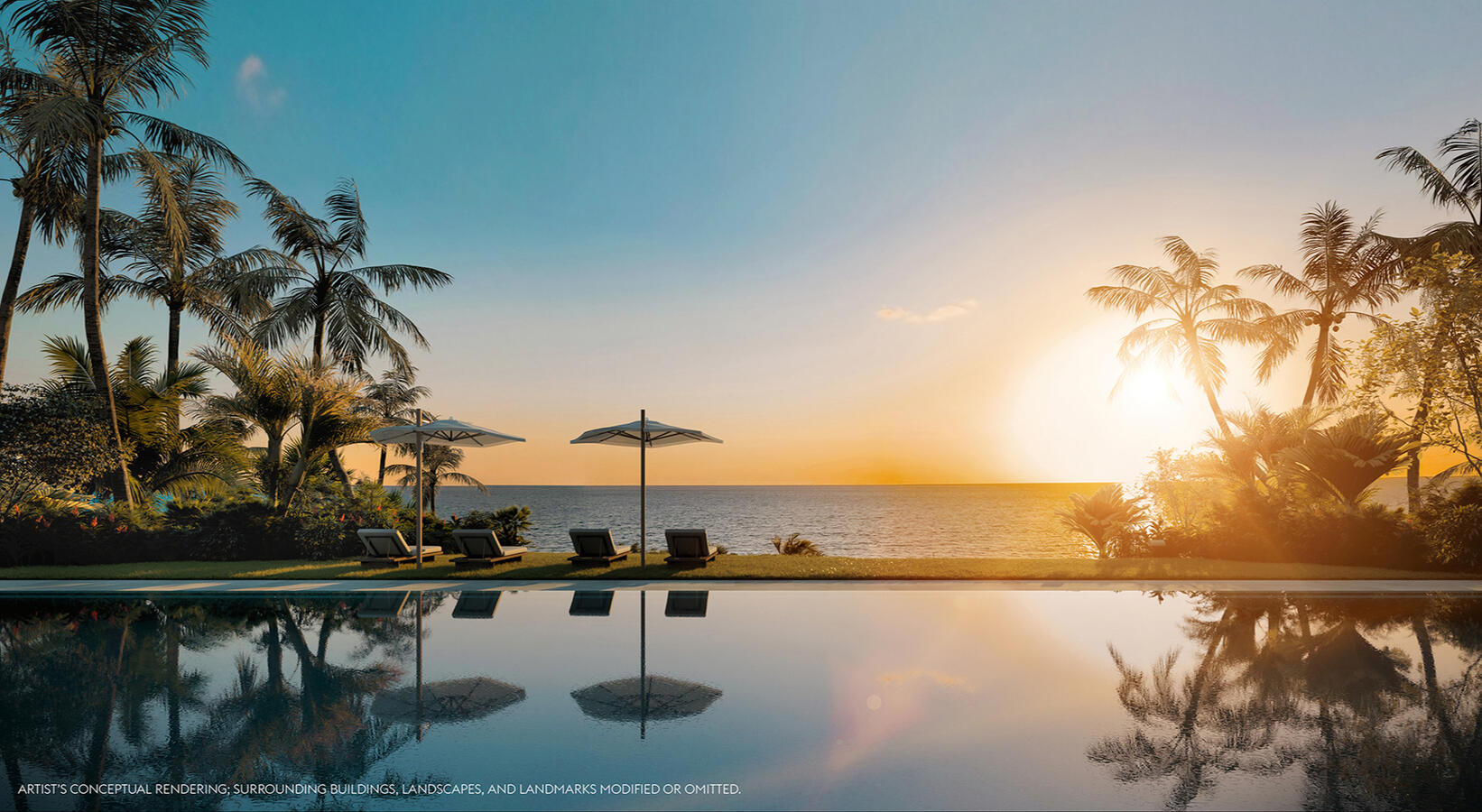 Piscina à beira-mar ao nascer do sol